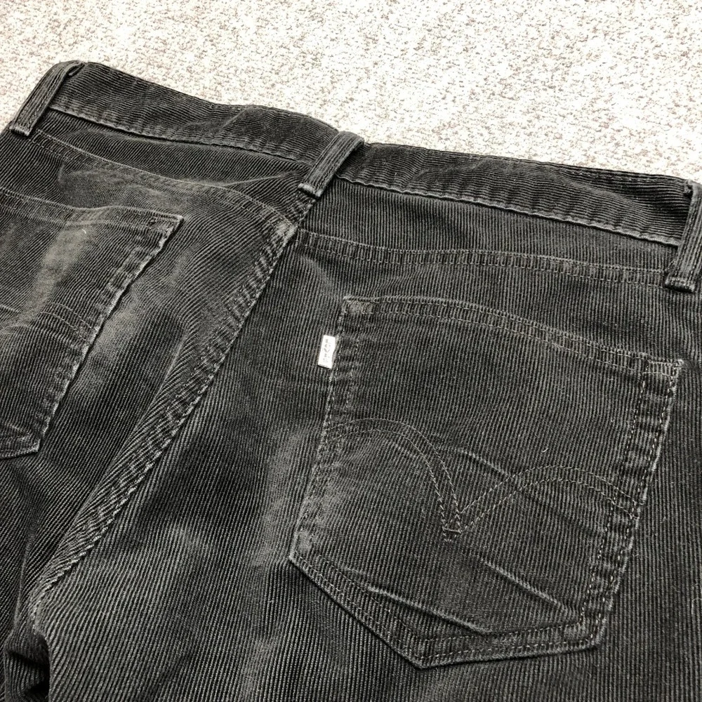 Levis 505 Straight Fit Corduroy Pants Mens Black 35x29 White Tab 5-Pocket